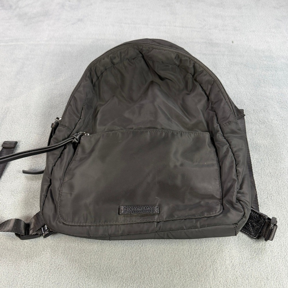 Fabletics Black Nylon Backpack Pebbled Faux Leather Trim‎ Adjustable Straps Bag